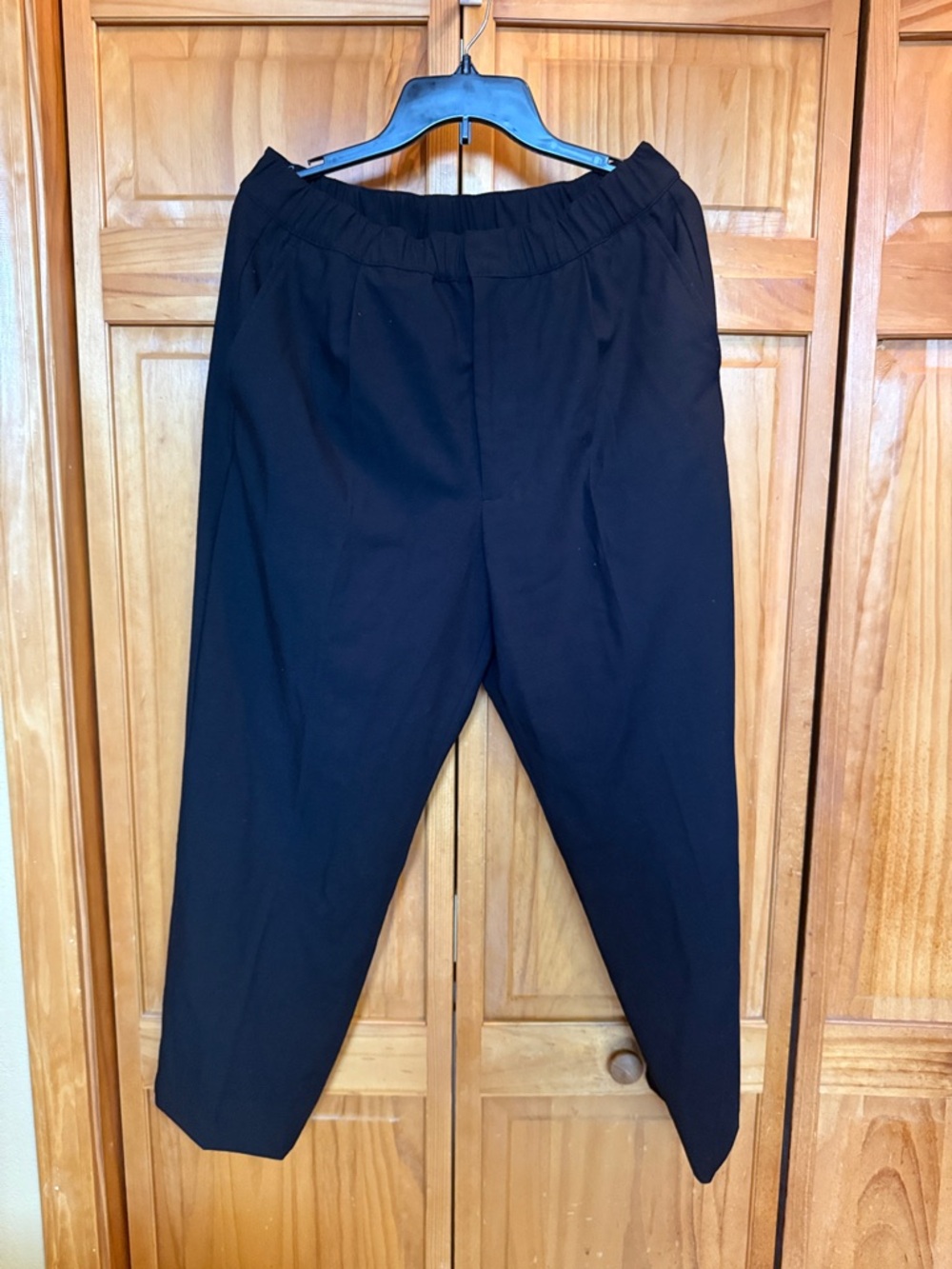 Men's Black Elastic-Waist Dress Trousers